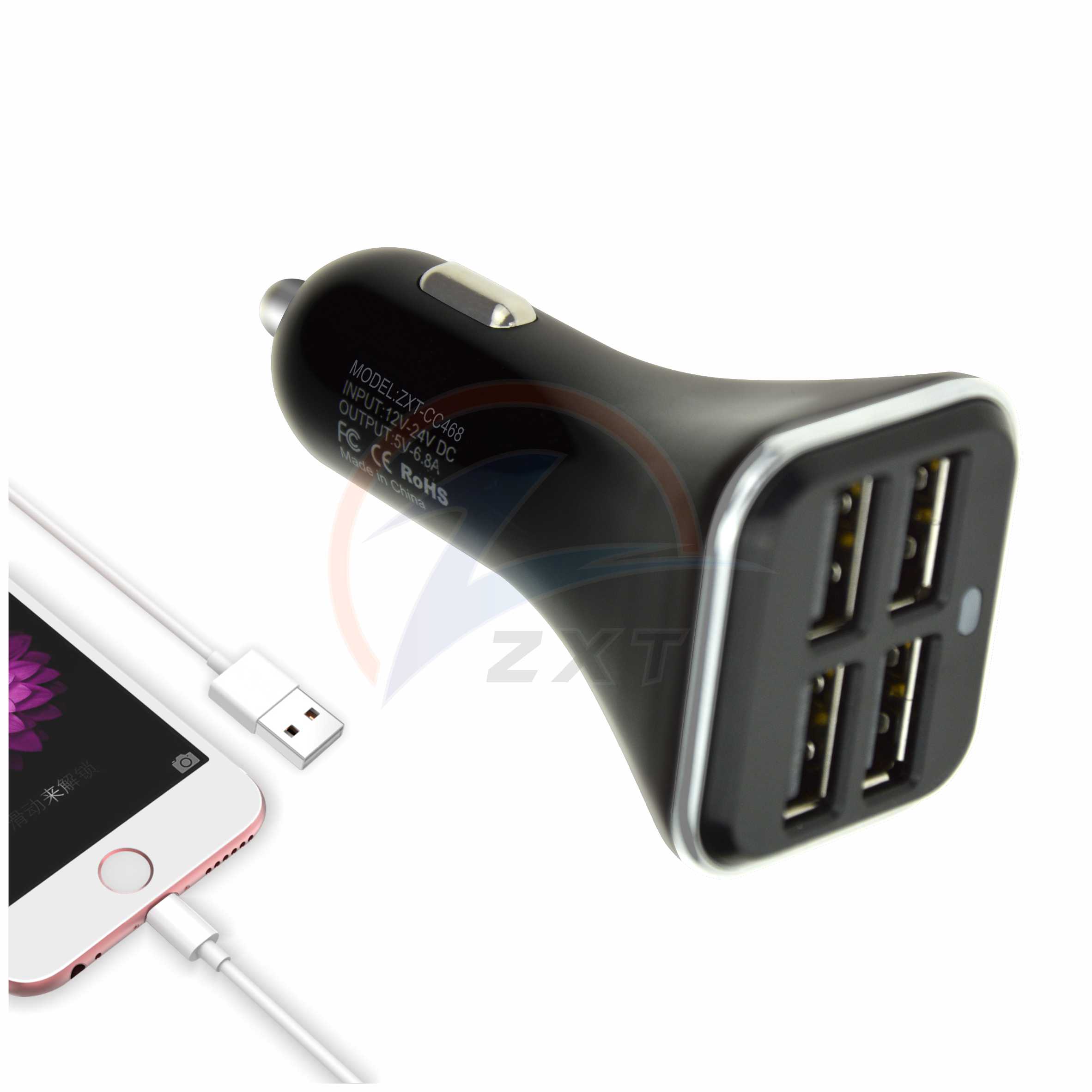 4 Ports USB Car Charger 6.8Amp