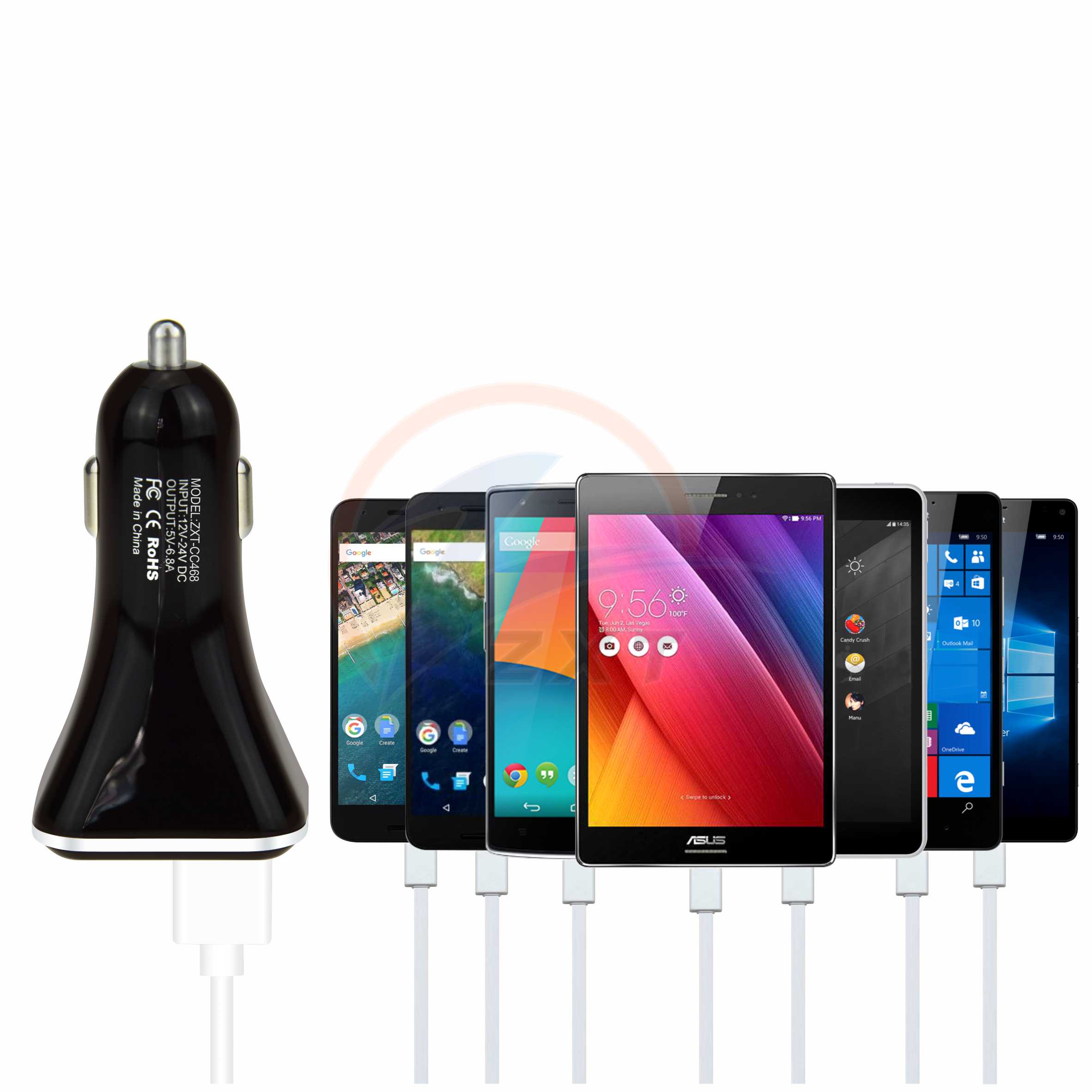 4 Ports USB Car Charger 6.8Amp