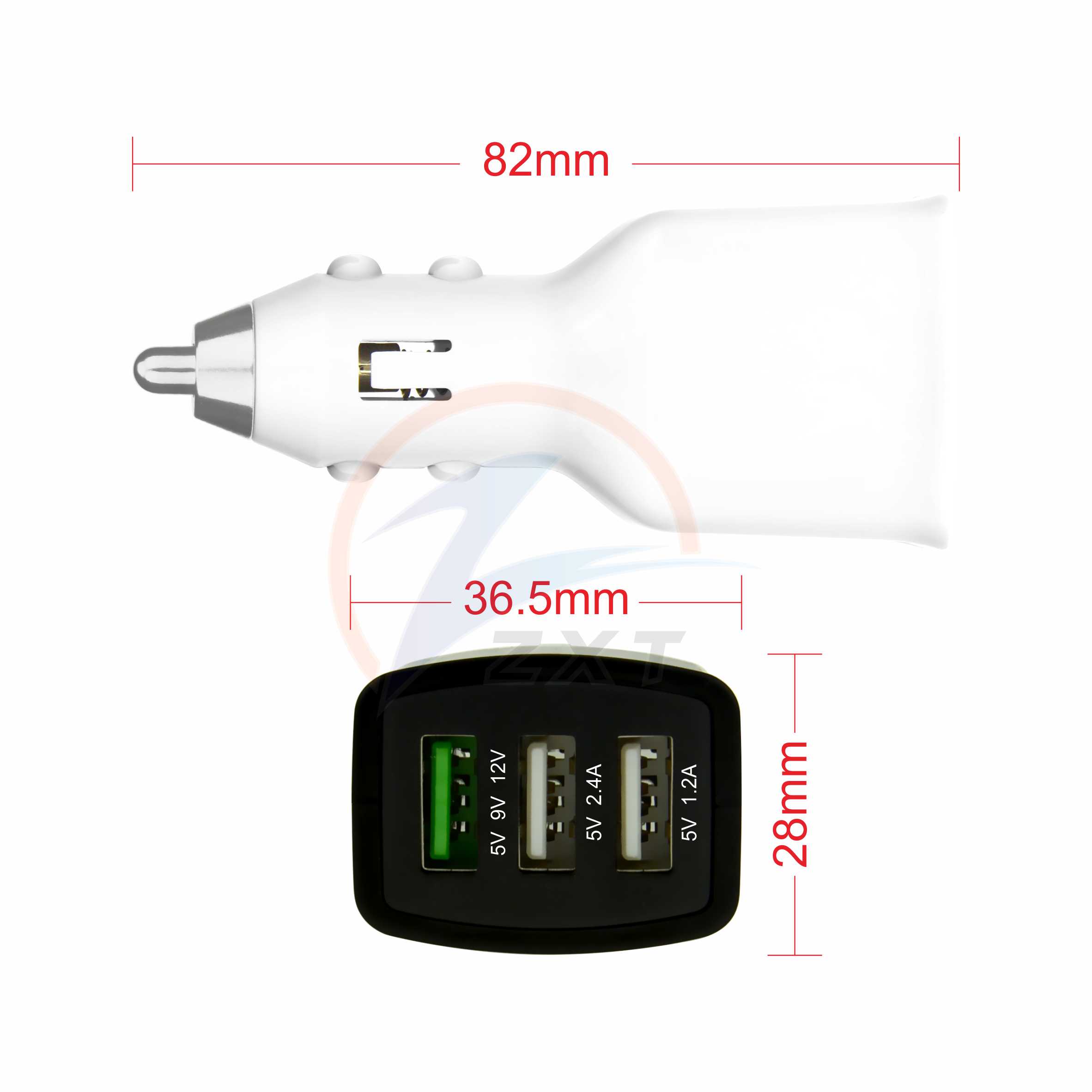 3USB Car Charger ( Fast Port + 2 Normal Ports)
