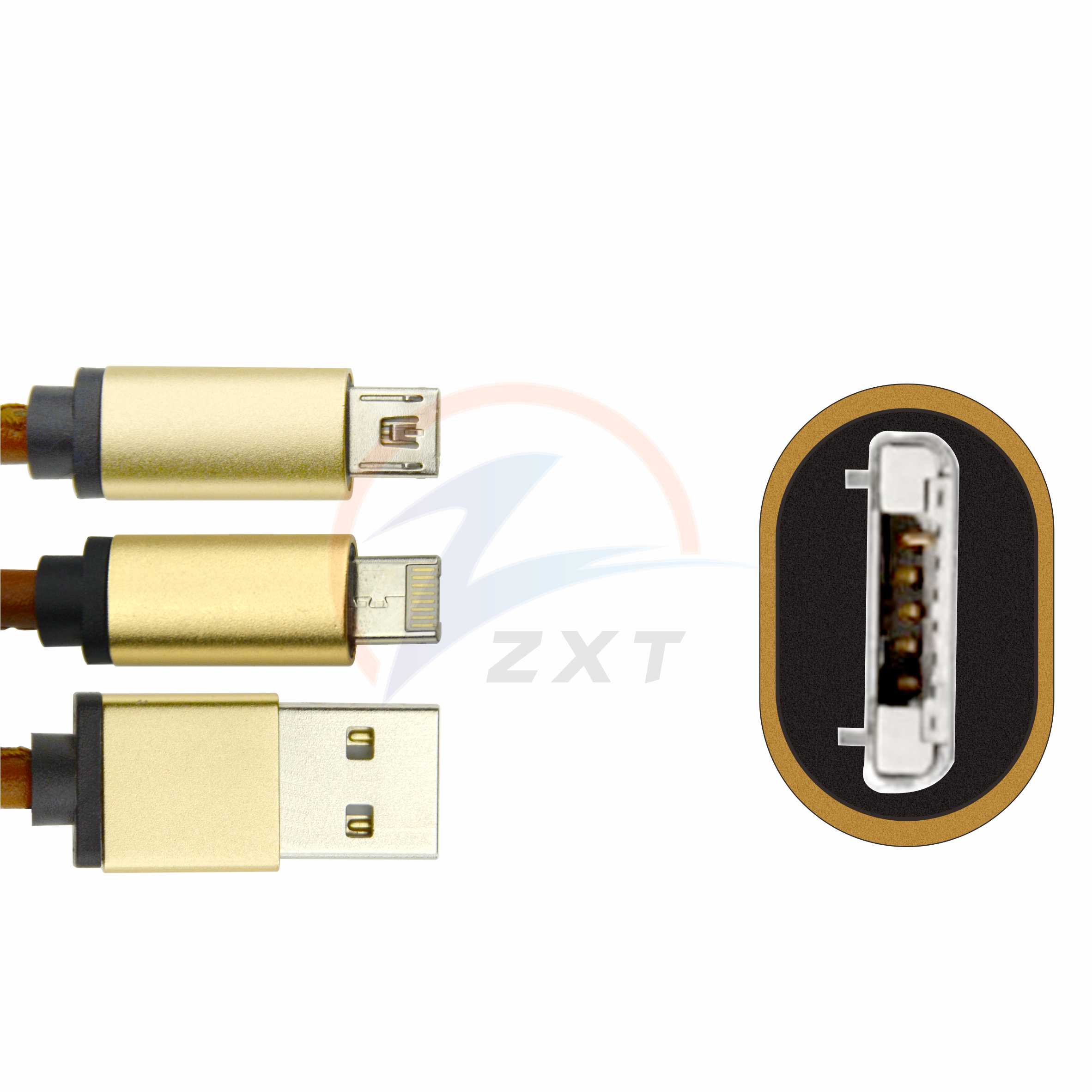 2 in 1 LM Leather Cable For Android & IOS