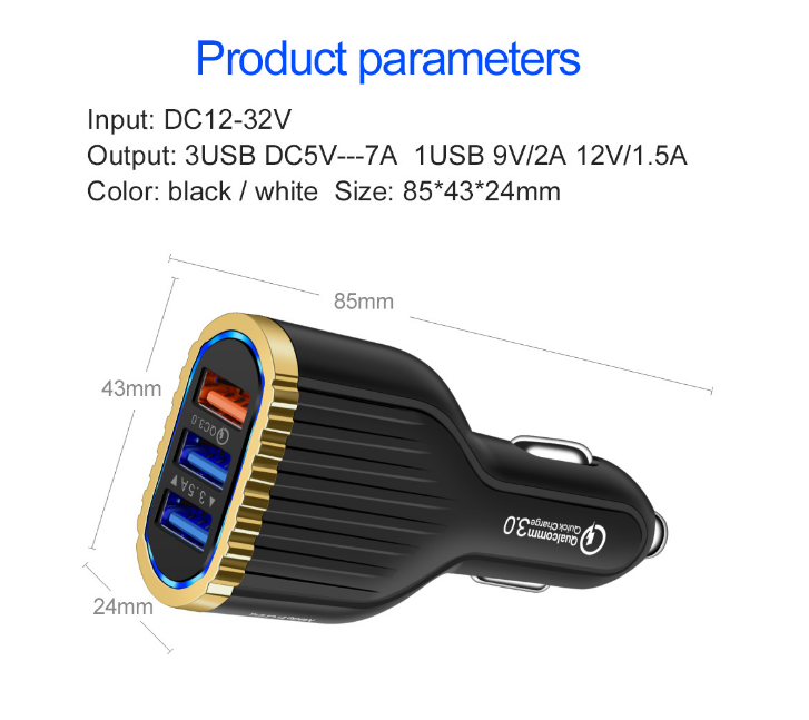 QC3.0 +2.4A 3USB CAR ADAPTER