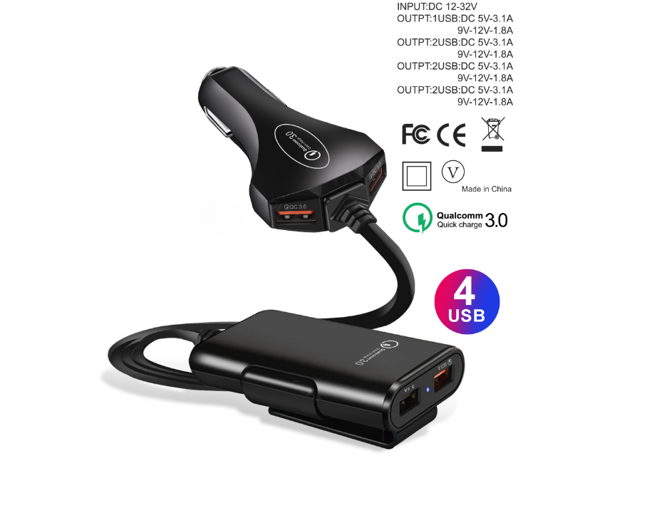 Front/Back Seat quick QC3.0  car charger